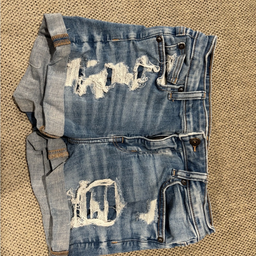 American Eagle Outfitters Blue Distressed Jean Shorts